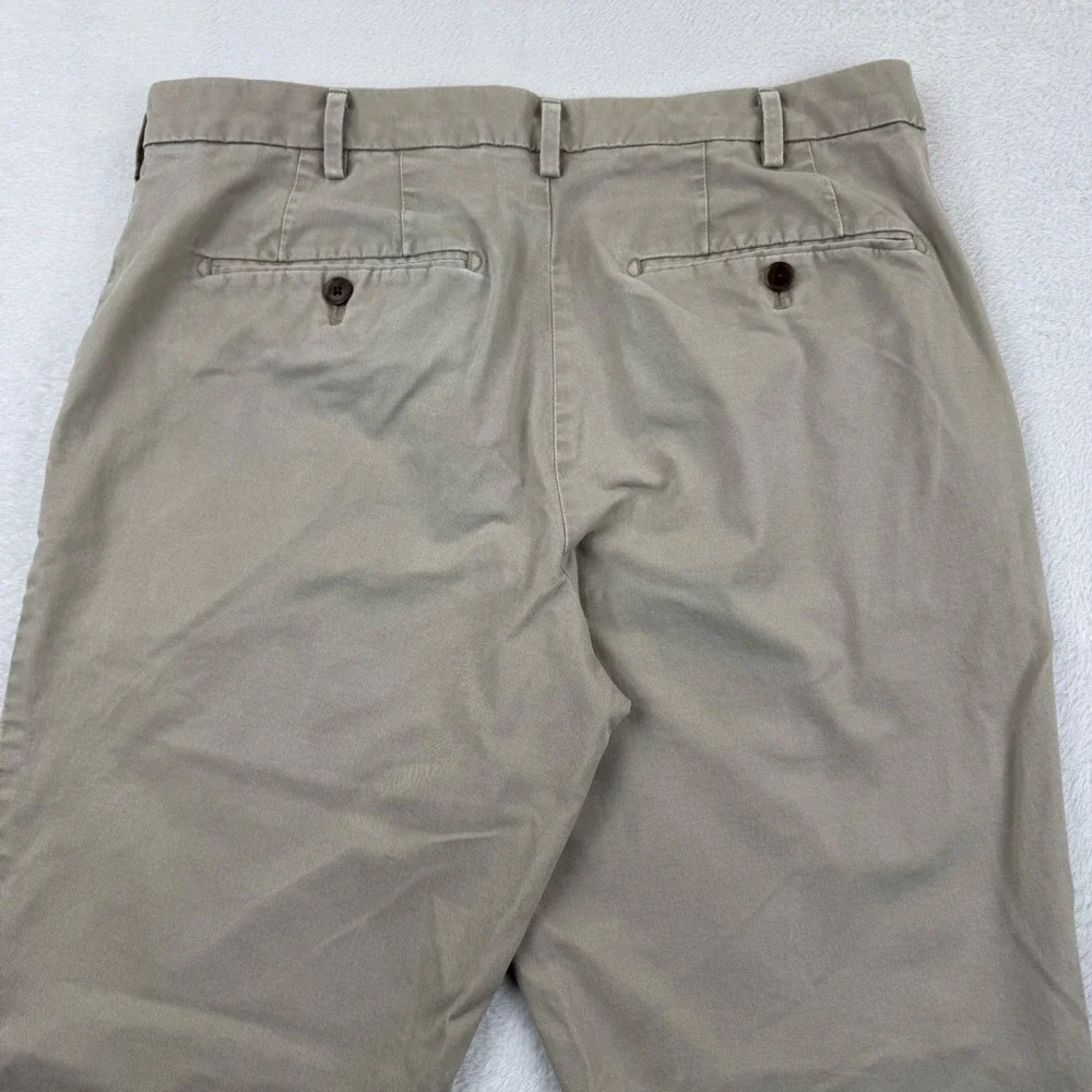 Uniqlo Slim Fit Chino Pants Mens 33x34 Khaki Tan Cotton Flat Front Trousers